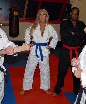 Морган на занятиях карате