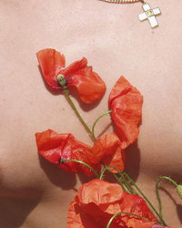 Худощавая леди на травке с маками в руках 4 фотография Худощавая леди на травке с маками в руках 4 фотография